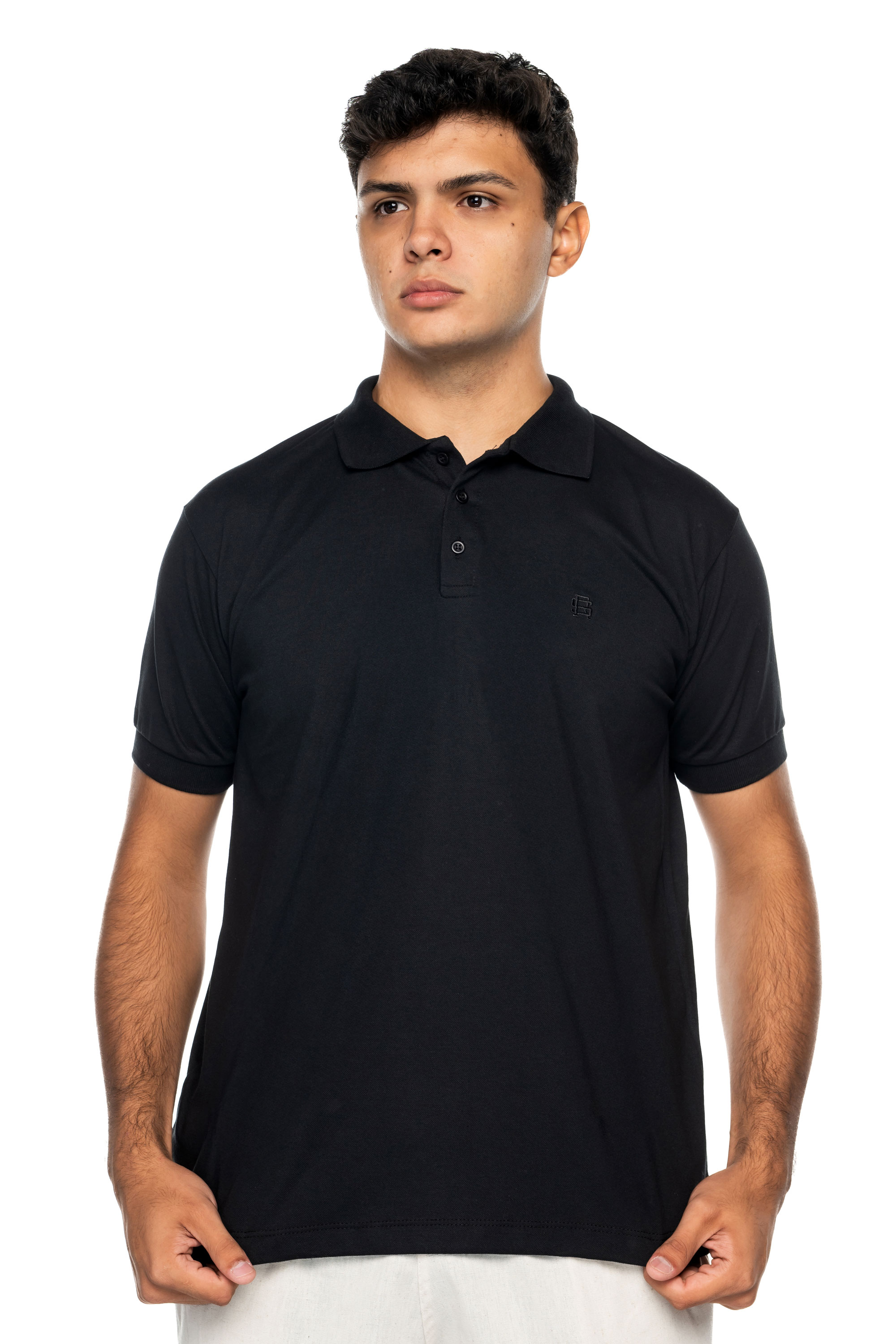 Camisa Polo Masculina Plus Size Piquet Preta - Rhino Size